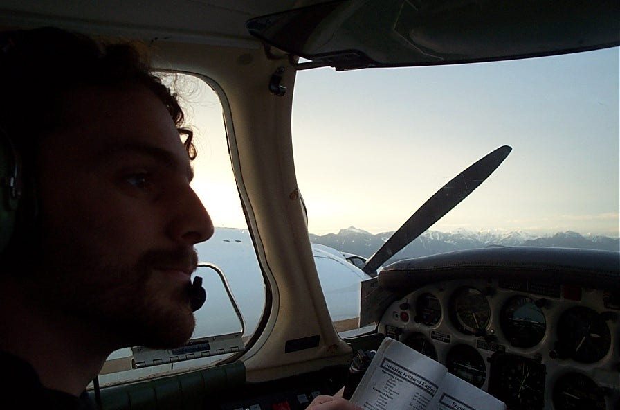 Ben Orlowski with feathered engine, Langley Flying School